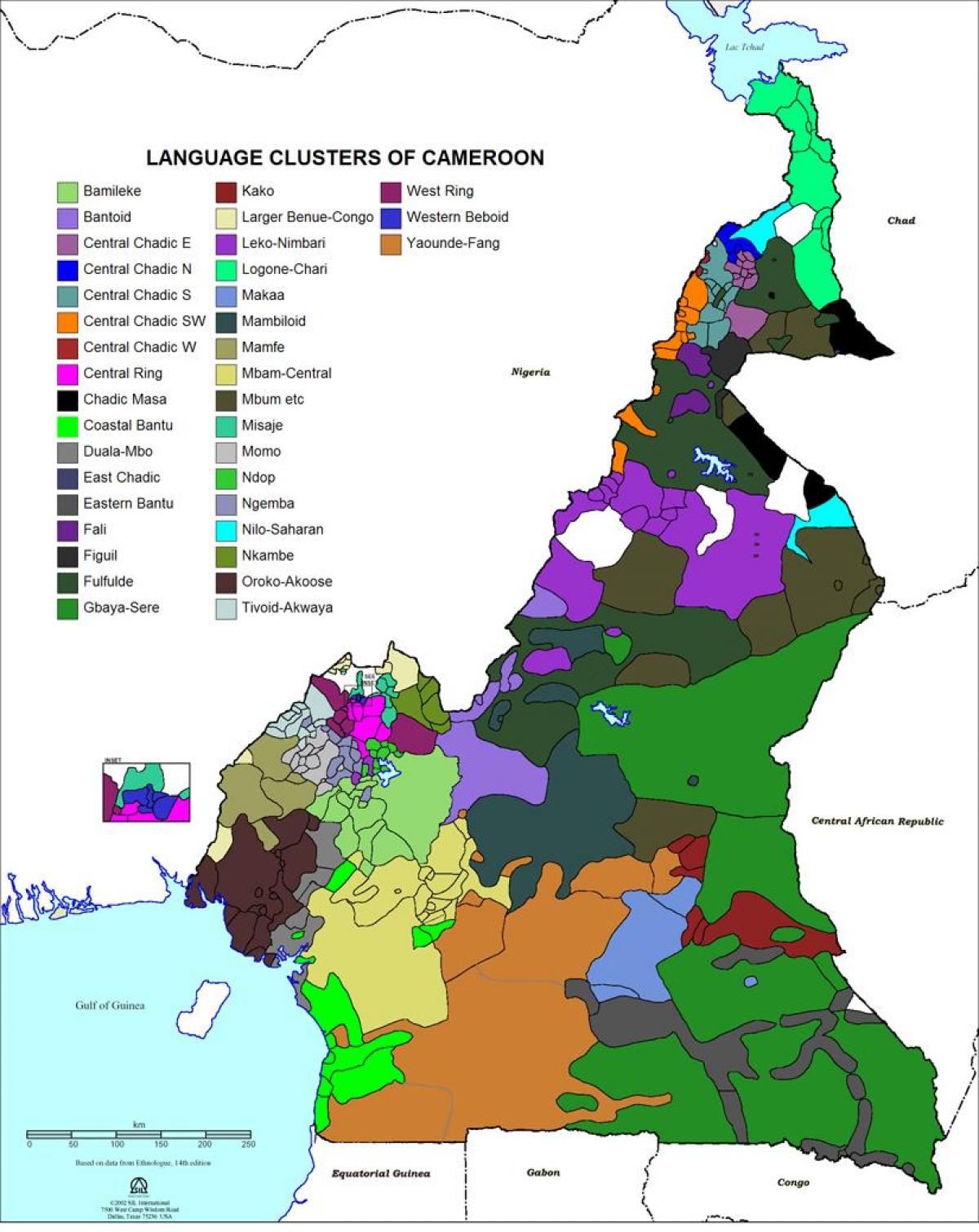 Karta za Kamerun jeziku