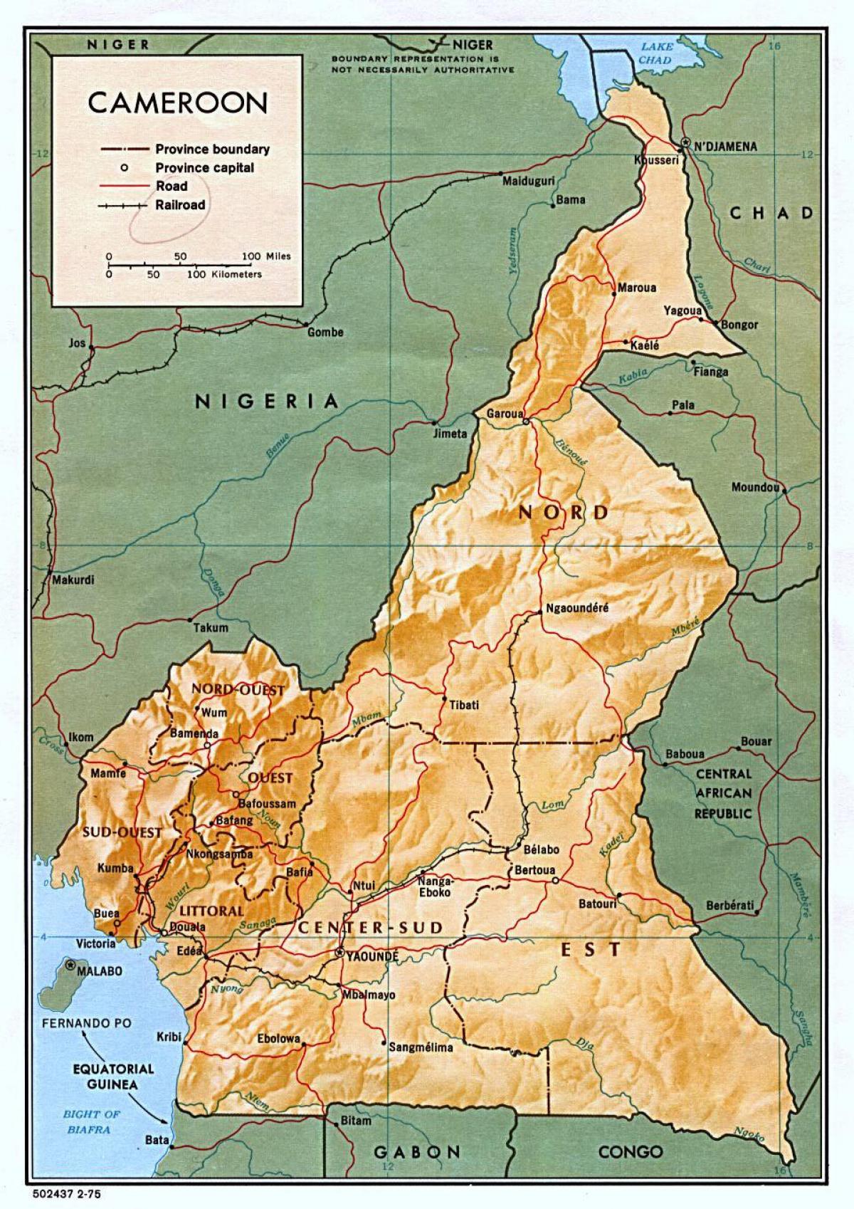 Mapa olakšanje cameroo