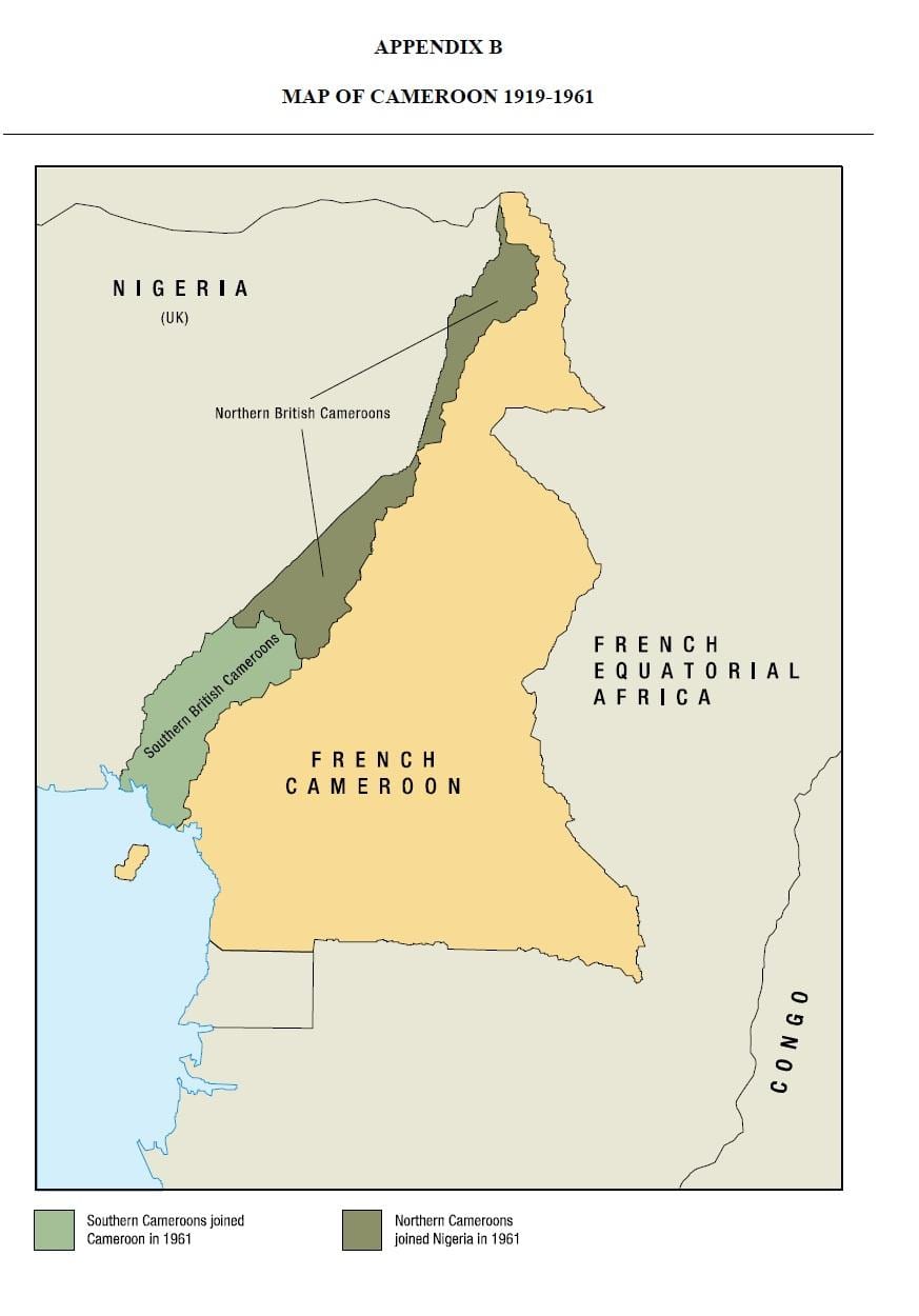Mapa uno država od Kameruna