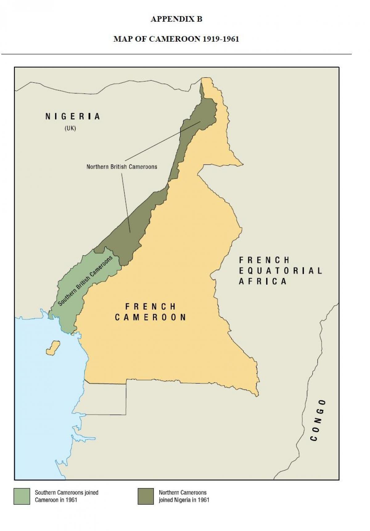 Mapa uno država od Kameruna